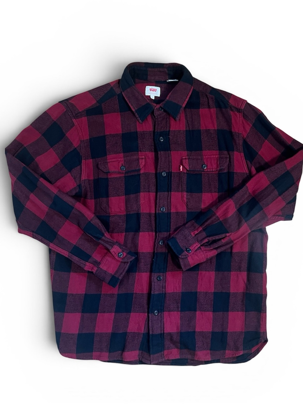 Levi's Men's Burgundy & Black Buffalo Check Button-Down Shirt